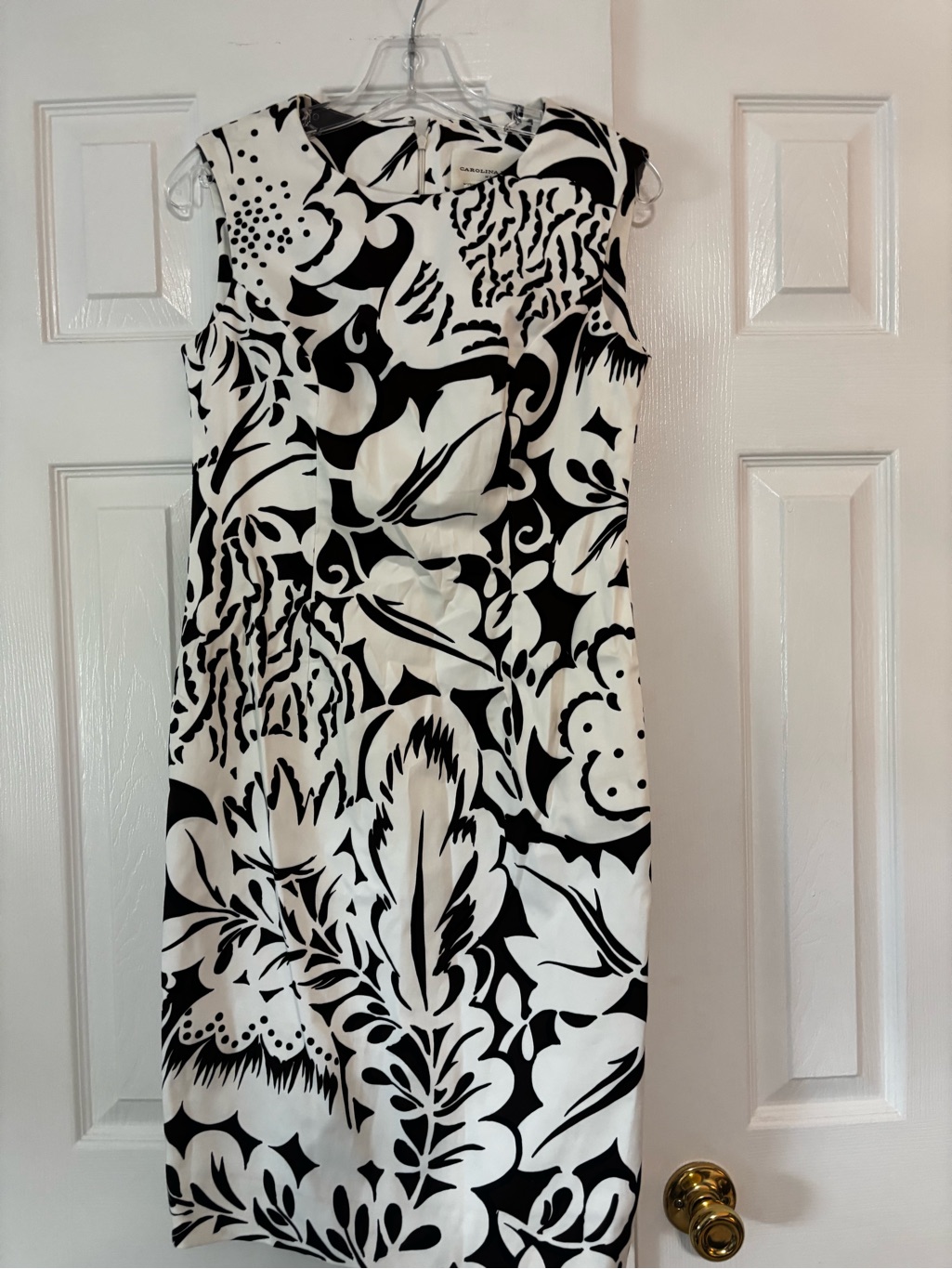 Carolina Herrera Black And White Floral Midi Dress Size 6